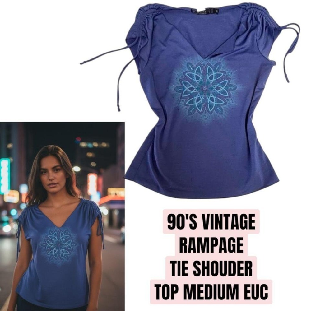 90s vintage rampage Blue tie top medium.